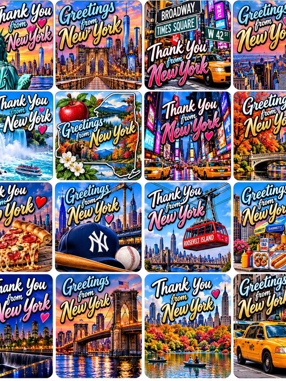 New York Greetings Home Art Print - Colorful Multi
